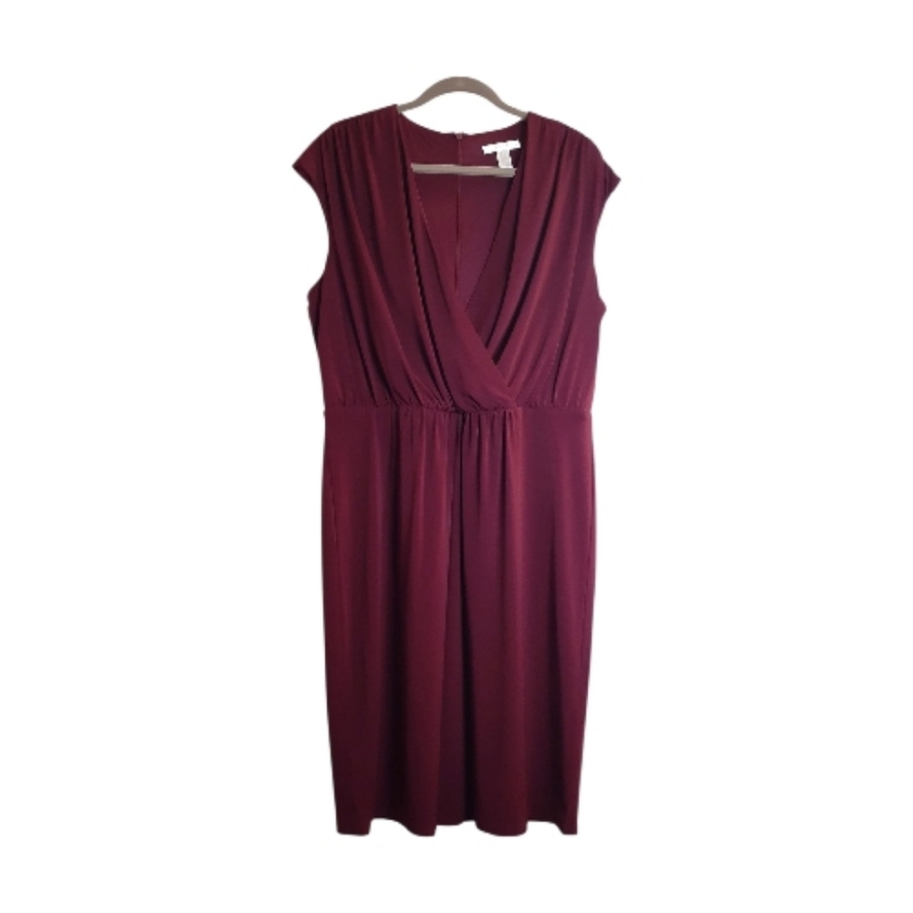 London Times Sleeveless Midi Dress Wine Size 16